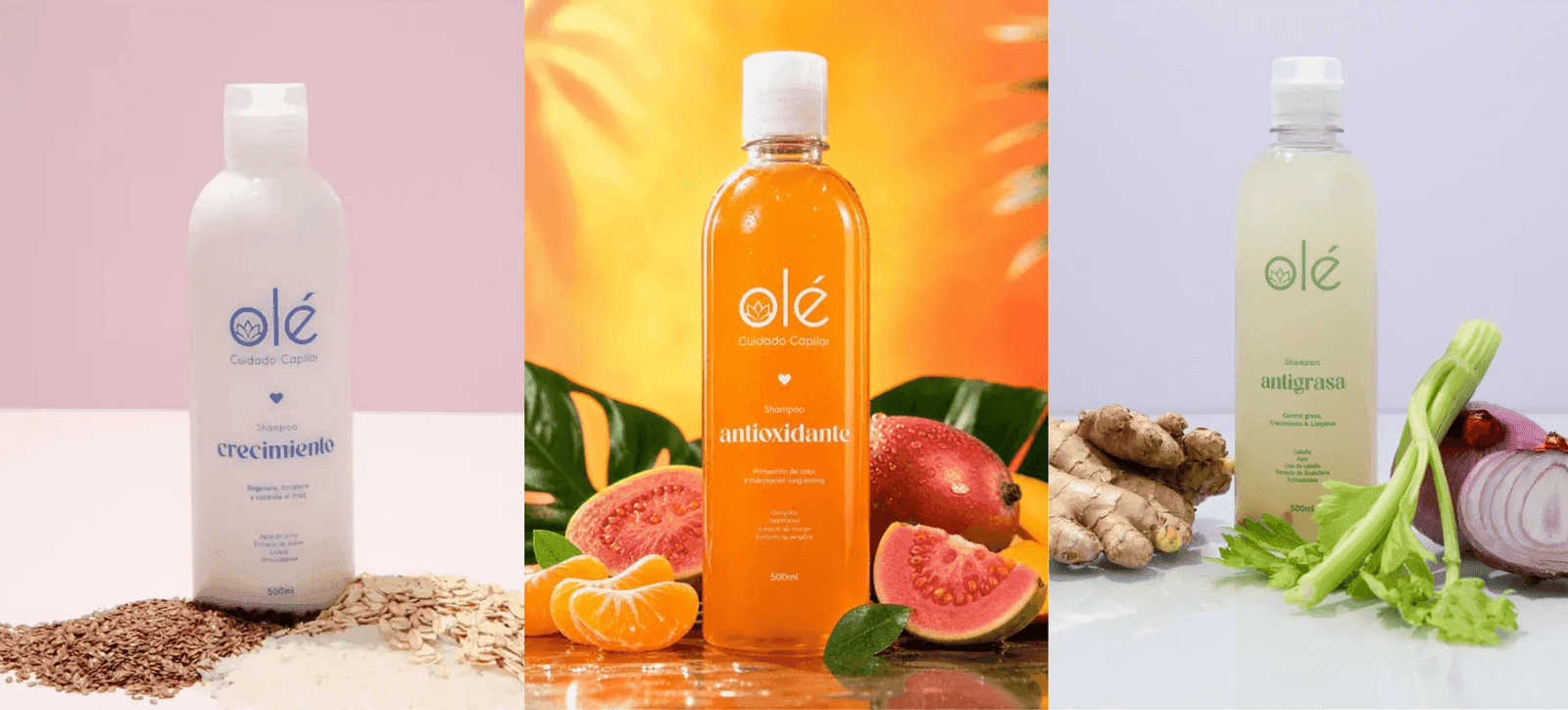 Shampoo capilar Arroz / Mix de Frutas / o Cebolla y Jengibre 500ml — OLÉ