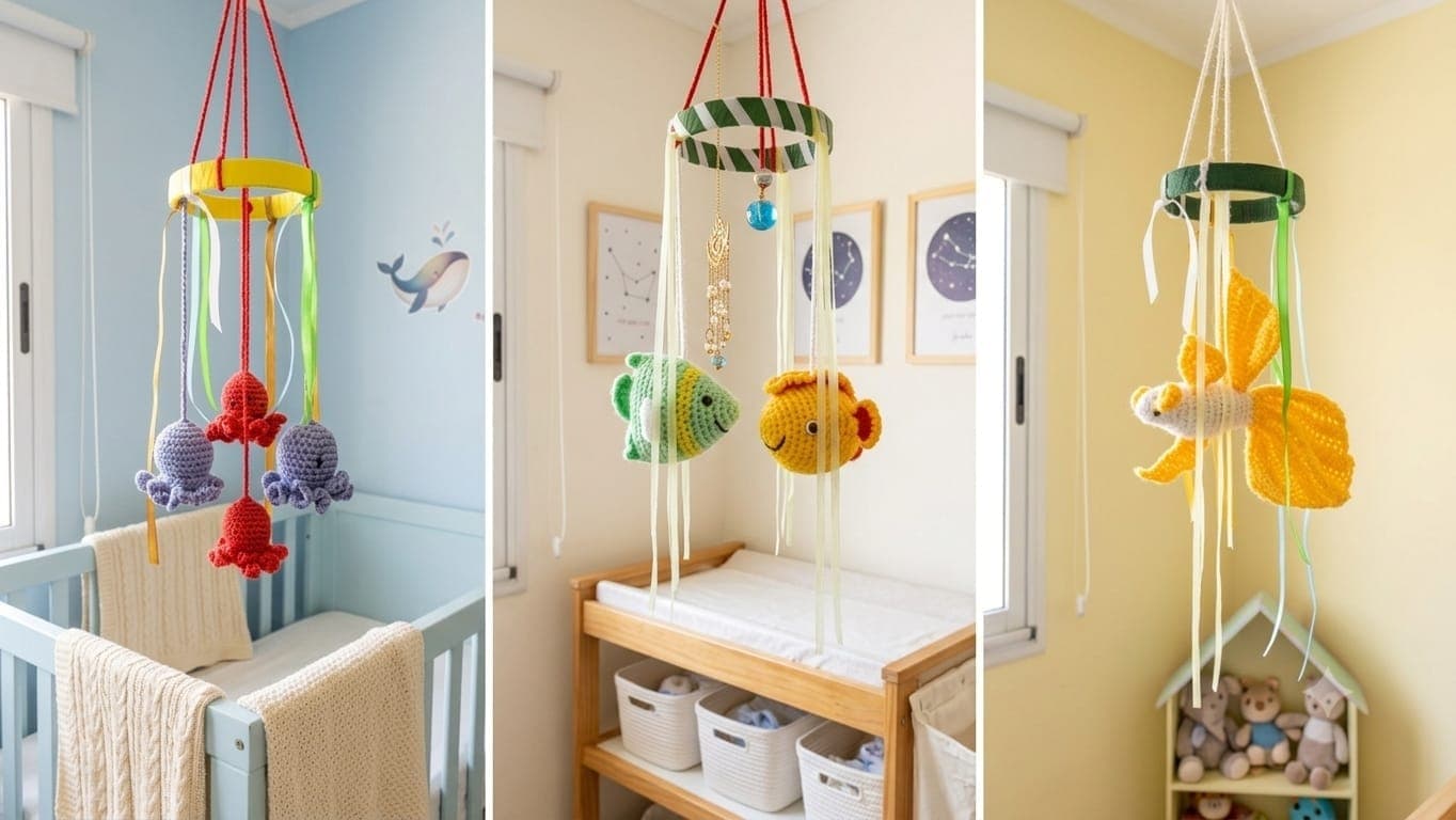 Móvil de Cuna Artesanal Tejido al Crochet – Diseño Temático Marino — imagen 1 de 3
