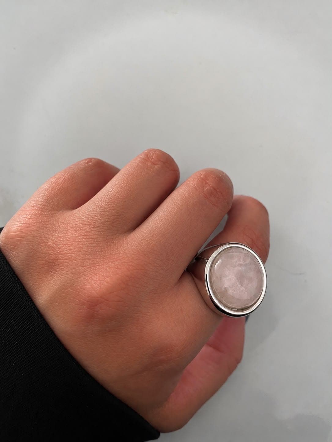 anillo boton piedra