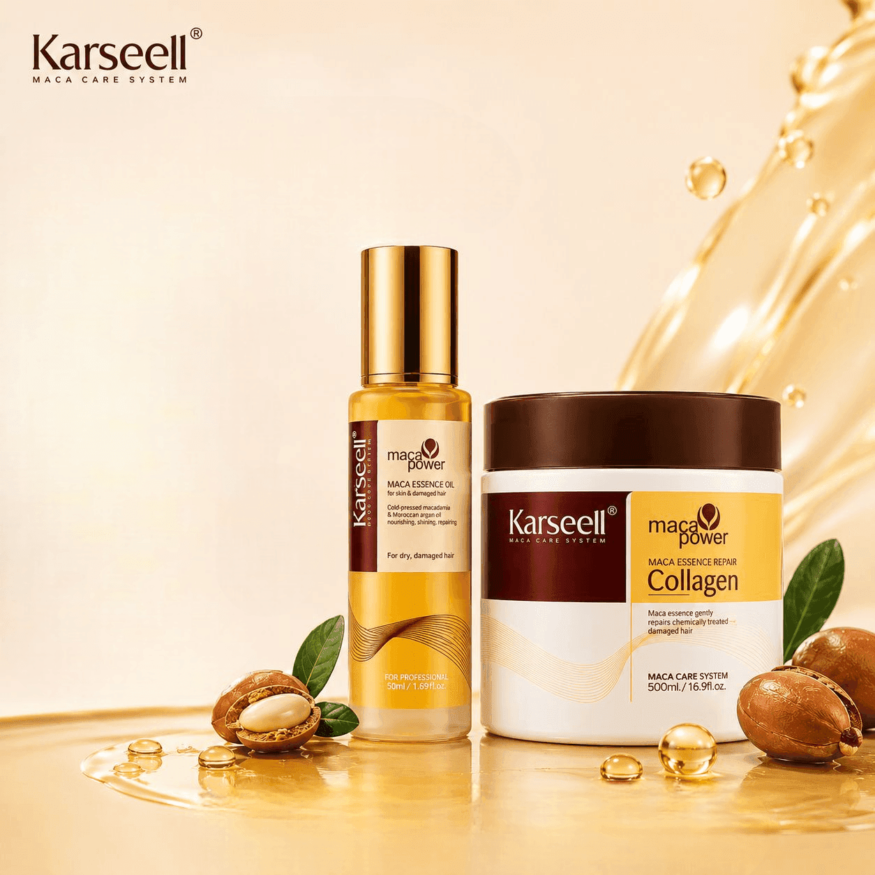 Mascarilla capilar de colágeno 500ml + Gotas Karseell 50ml — Karseell