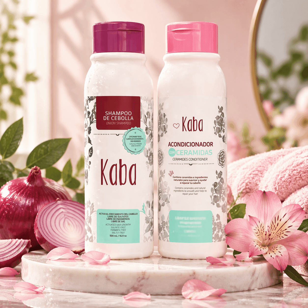 Dúo Shampoo & Acondicionador Cebolla/Cerámidas 500ml — Kaba