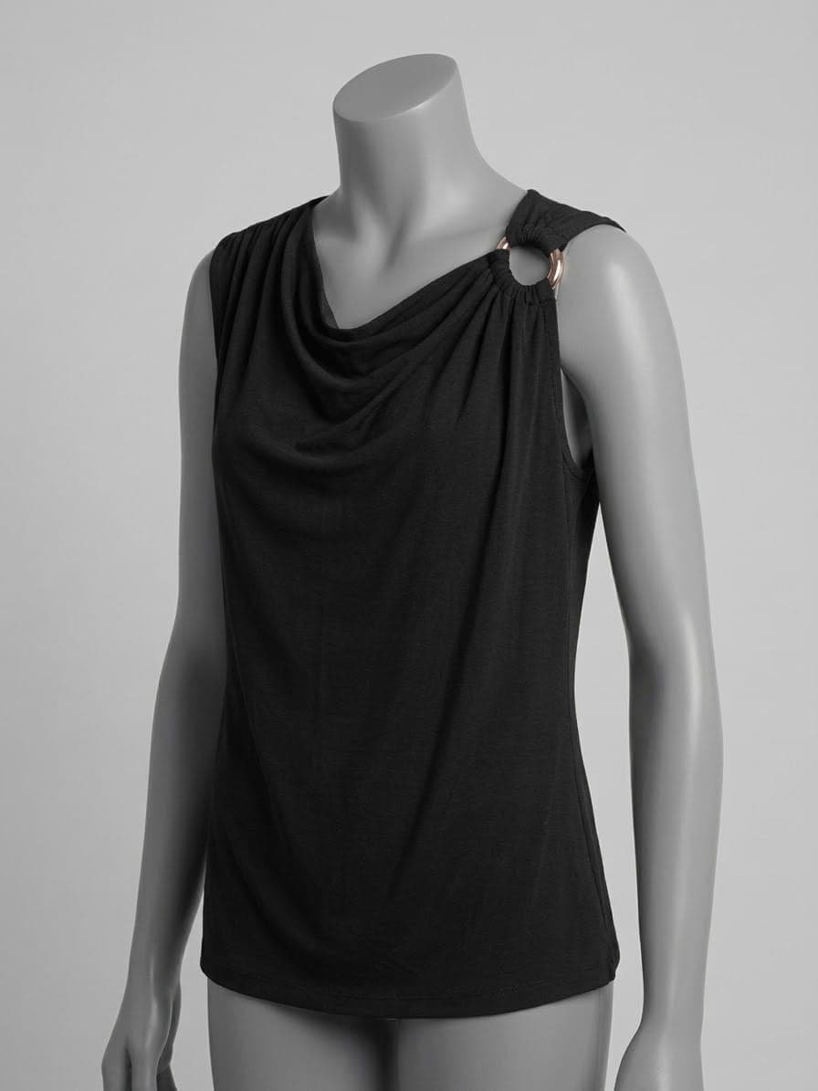 Blusa o top con cuello drapeado sin mangas para mujer