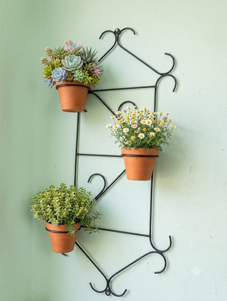 Soporte de Pared Clásico Rectangular para 3 Macetas — imagen 1 de 2