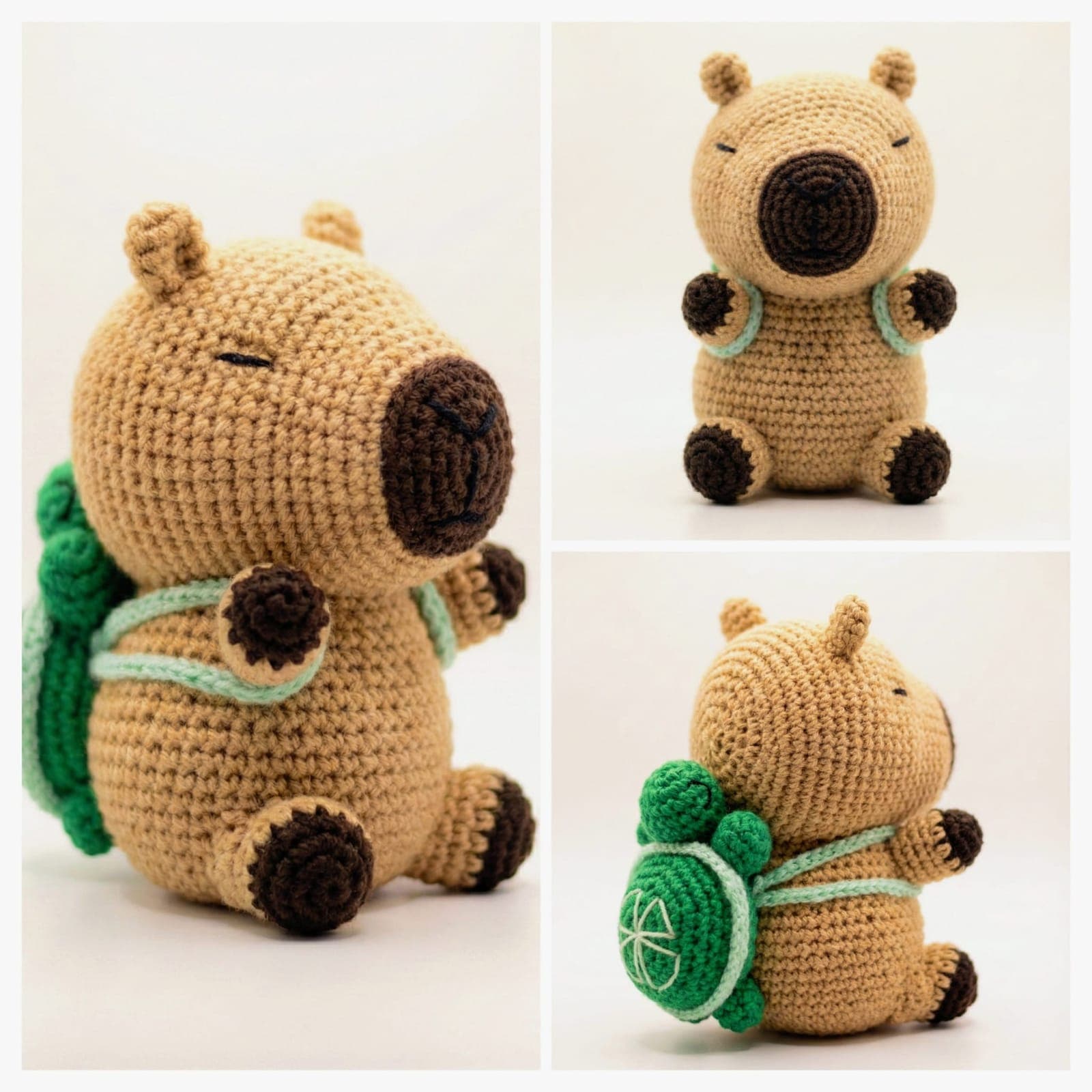 Capibara Amigurumi de Crochet con Mochila Verde — imagen 1 de 9