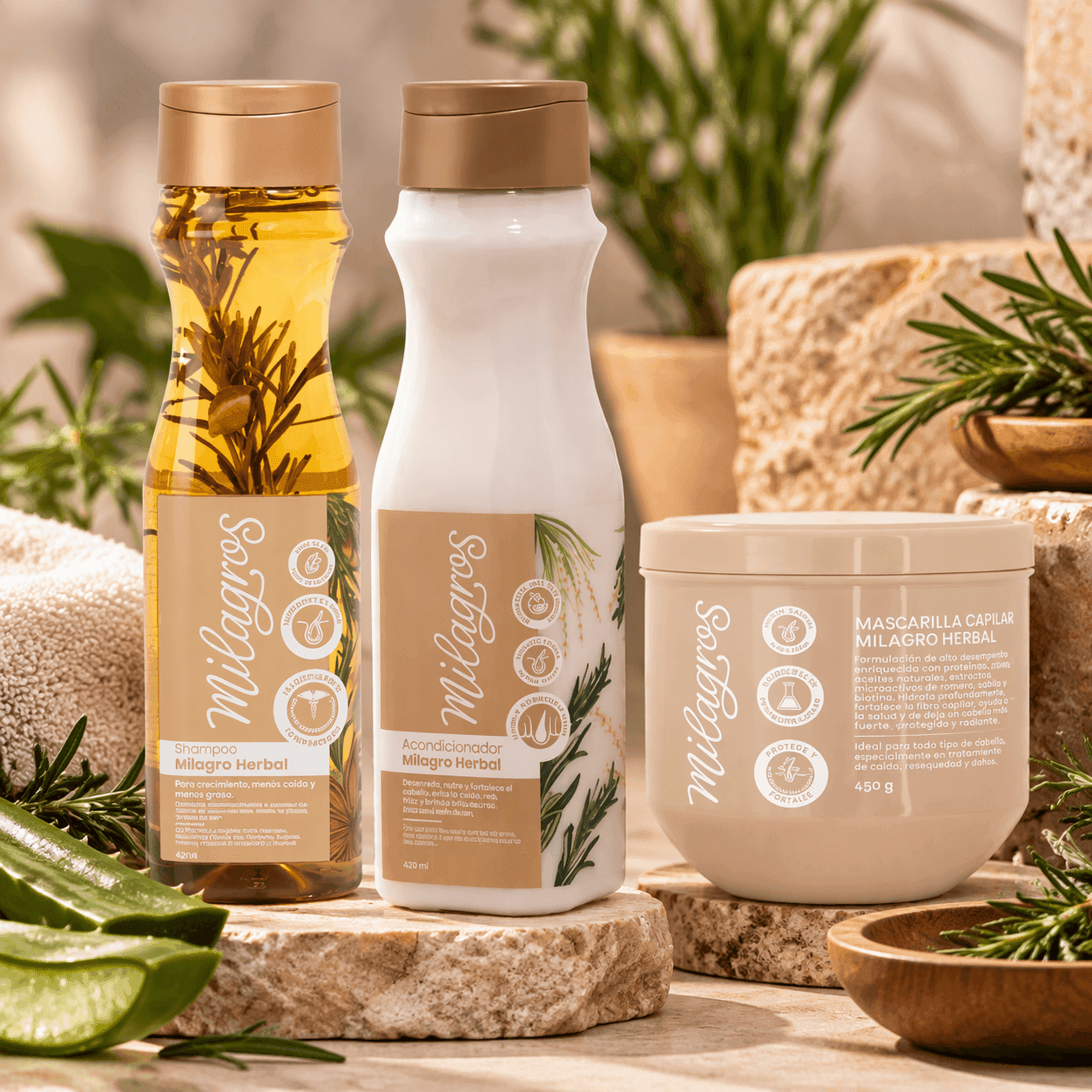 COMBO Shampoo & Acondicionador Herbal + mascarilla Herbal 450ml — Milagros