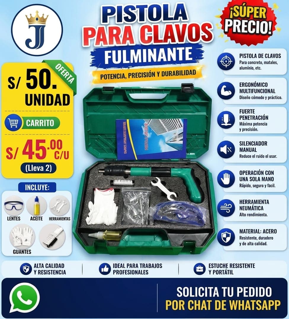 PISTOLA PARA CLAVOS FULMINANTE