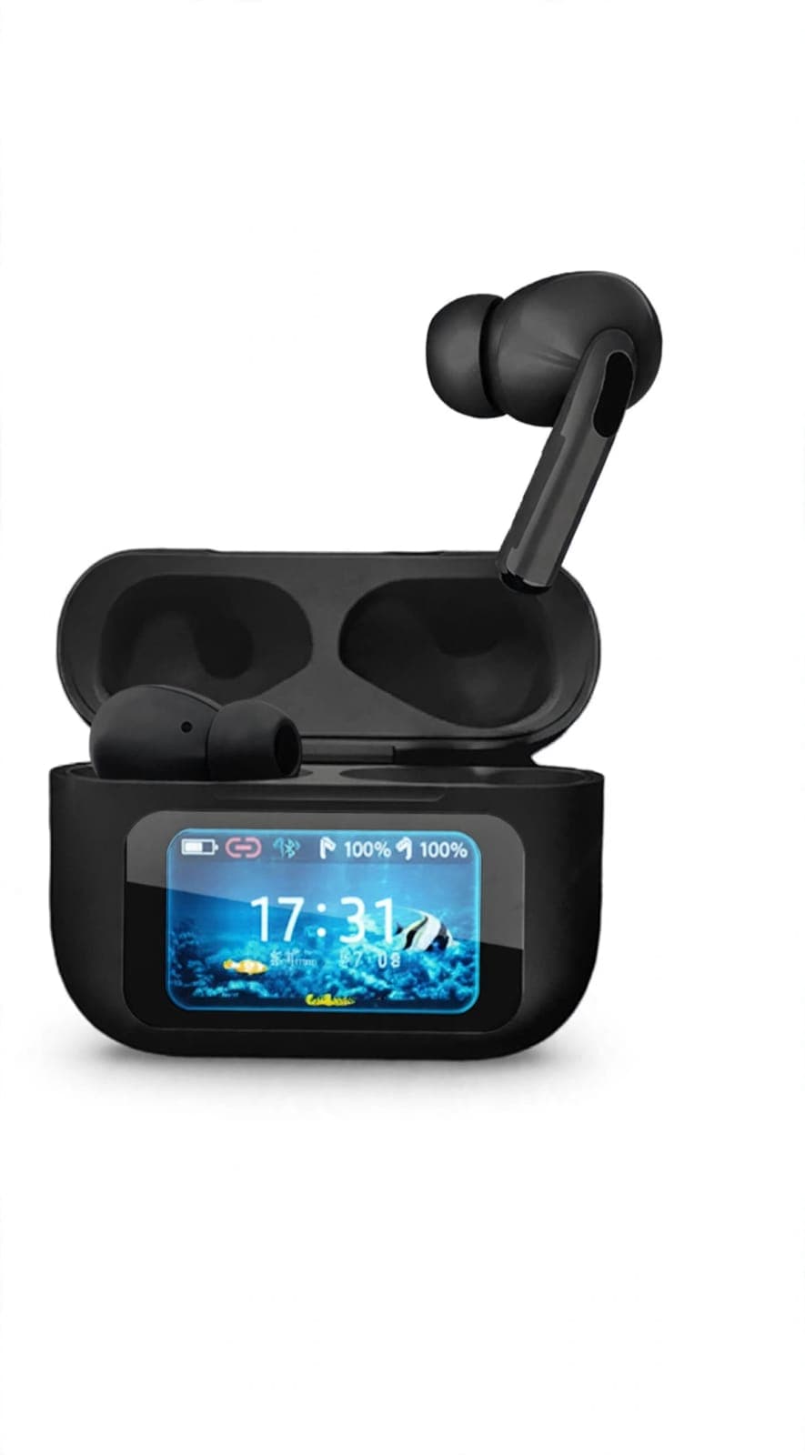 Audífonos Bluetooth inalámbricos con estuche de carga y pantalla táctil