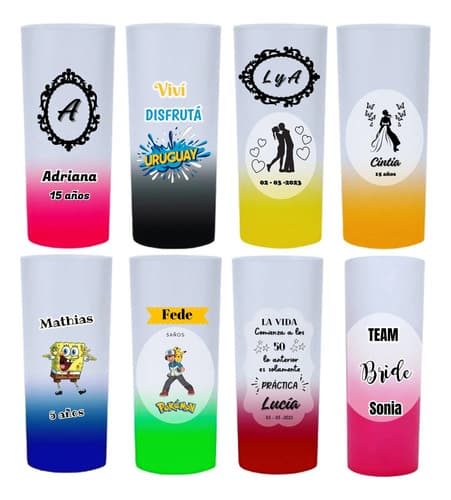 Vasos Largos Degradé Personalizados Eventos Cumpleaños — imagen 1 de 9