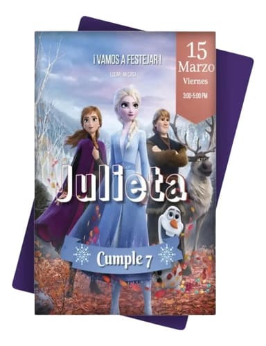 Invitación Digital Tarjeta Cumpleaños Whatsapp - Frozen Azul Acero — imagen 1 de 1