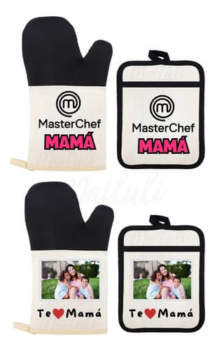 Manopla Y Agarradera Cocina Personalizada Día De La Madre Negro Personalizado — imagen 1 de 6