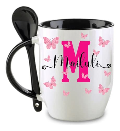 Taza Personalizada Con Cuchara Premium Colores Mailuli.uy — imagen 1 de 7
