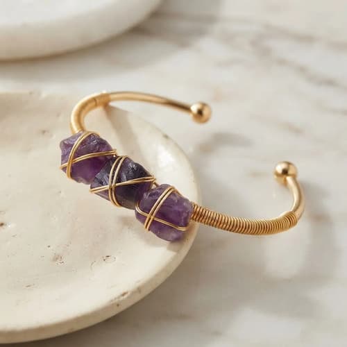 Pulsera Amatista 3 Piedras Natural Ajustable — imagen 1 de 4