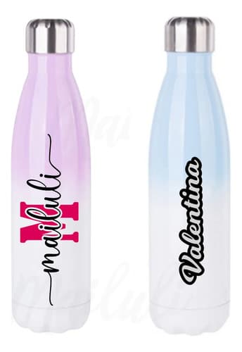Botella Caramañola Térmica Degradé Personalizada Mailuli Rosa Claro — imagen 1 de 3