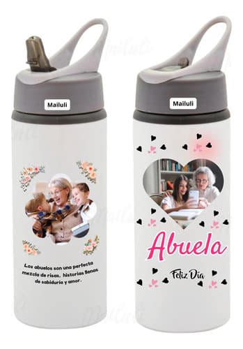 Botella Personalizada Térmica Caramañola Día Abuelo Abuela Blanco — imagen 1 de 7