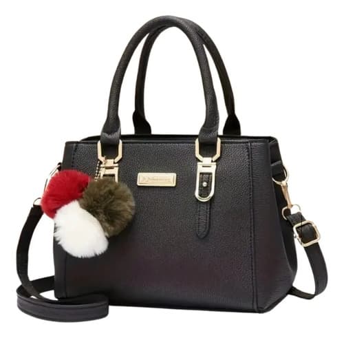 Cartera Tote Bolso De Mano Con Adornos De Bolas De Felpa — imagen 1 de 13