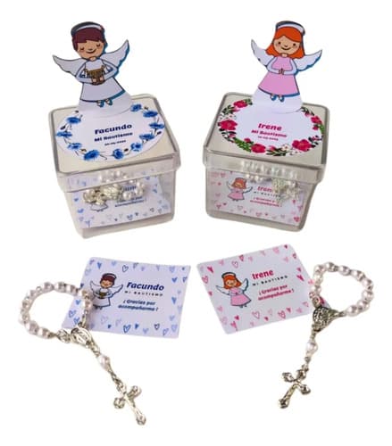 Cajitas Personalizadas 3d Mini Rosario Bautismo Comunión — imagen 1 de 9