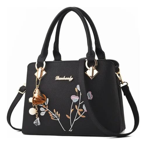 Cartera Tote Bolso De Dama Con Flores Bordadas Y Rosa — imagen 1 de 21