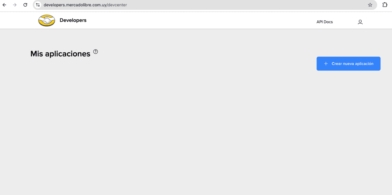 Sección Mis aplicaciones en Mercado Libre Developers
