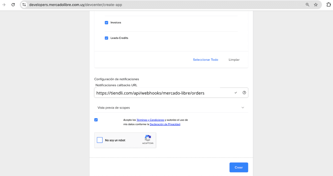 Configuración del Notification Callback URL