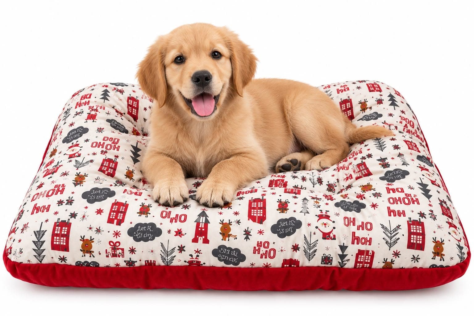 CAMA ACOLCHADA NAVIDEÑA PARA PERROS — imagen 1 de 2