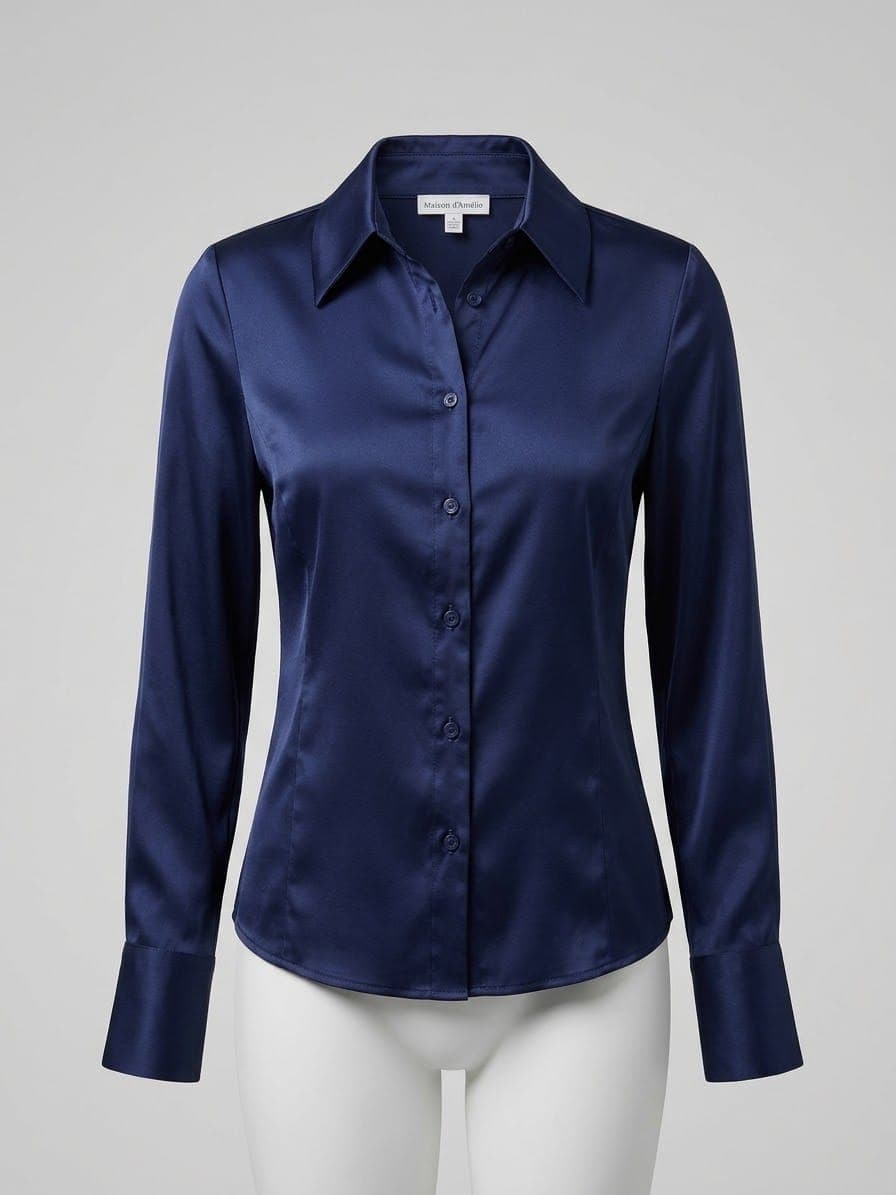 Camisa Satina Elegante Manga Larga — imagen 1 de 1