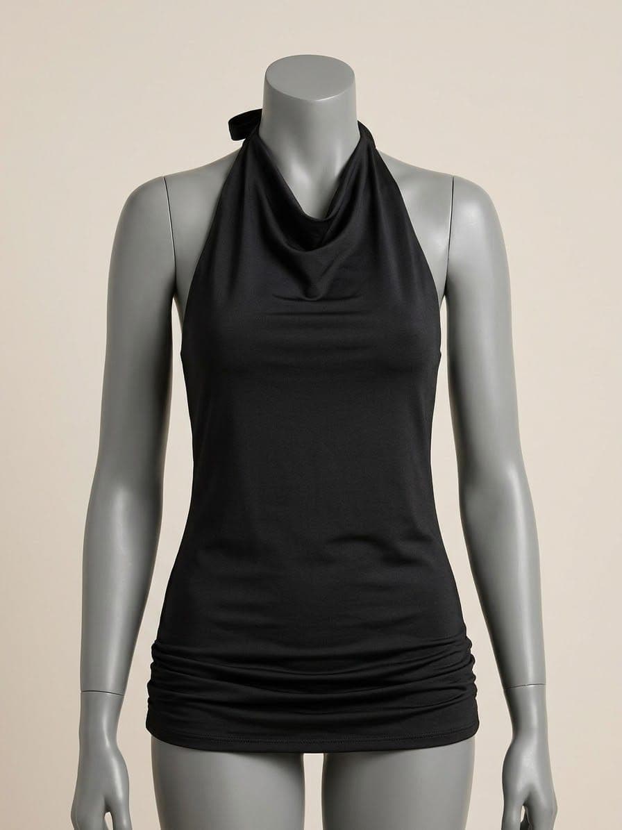 Camisa Top halter con drapeado suave — imagen 1 de 1