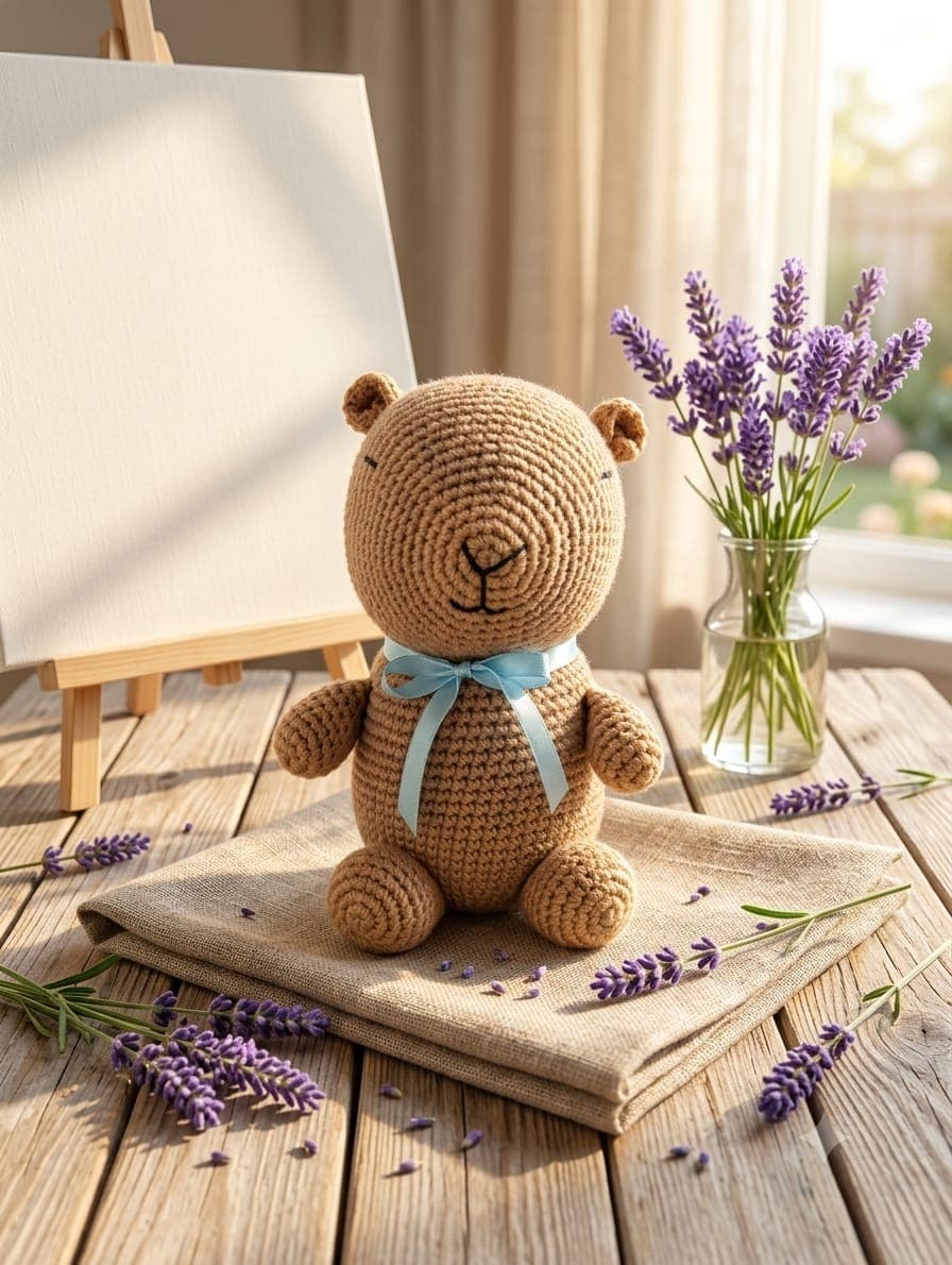 Capibara Amigurumi de Crochet con Mochila Verde — imagen 1 de 1