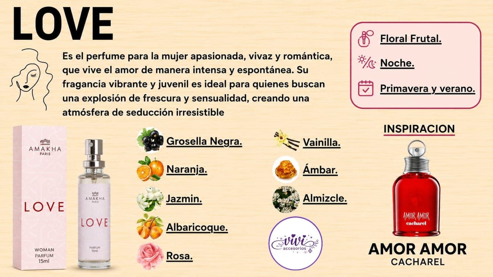 PERFUME AMAKHA AMOR AMOR 15 ML — imagen 1 de 1