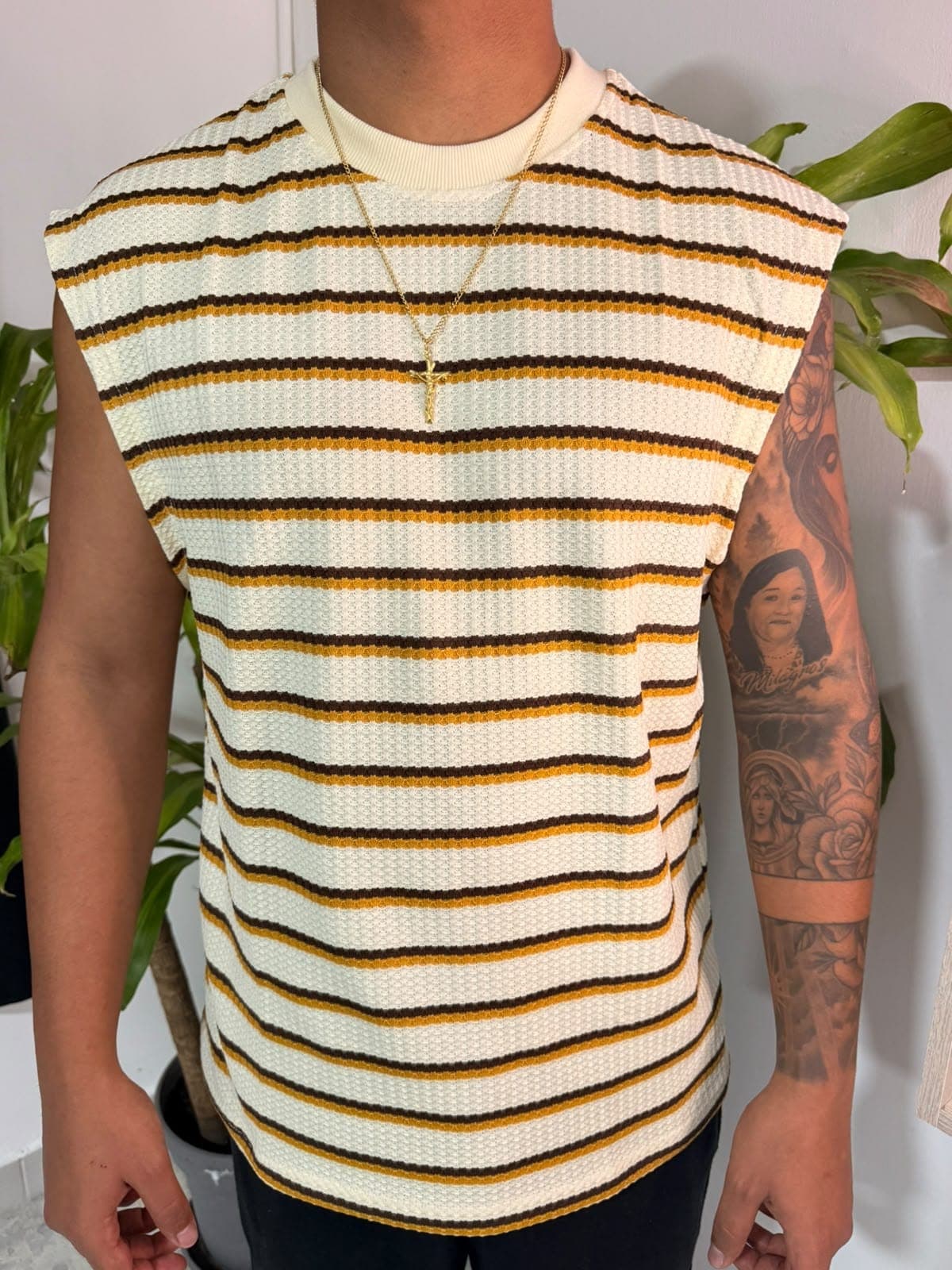 Camiseta sin mangas a rayas