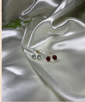 Aretes Perla & Borgoña — imagen 1 de 1