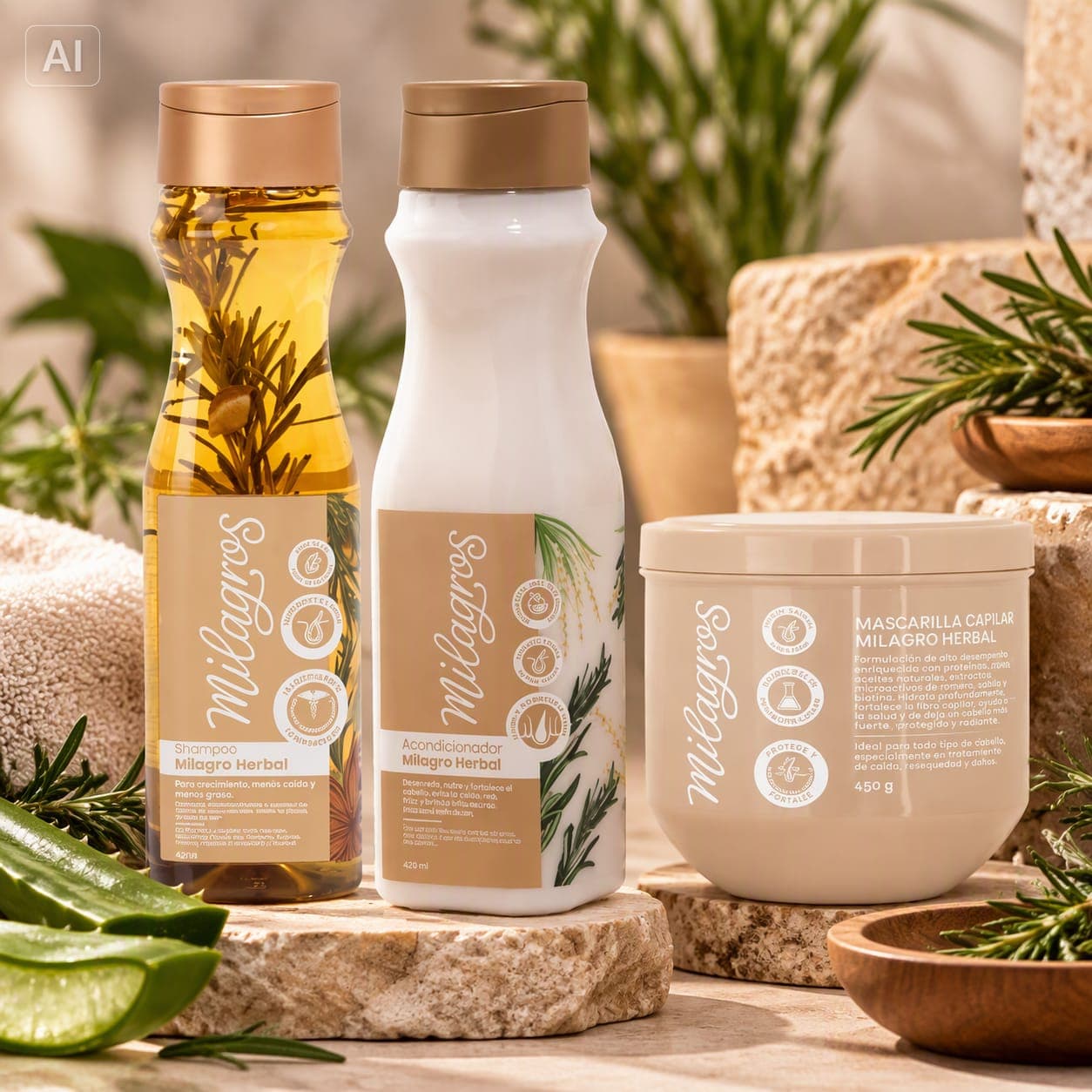 COMBO Shampoo & Acondicionador Herbal + mascarilla Herbal 450ml — Milagros