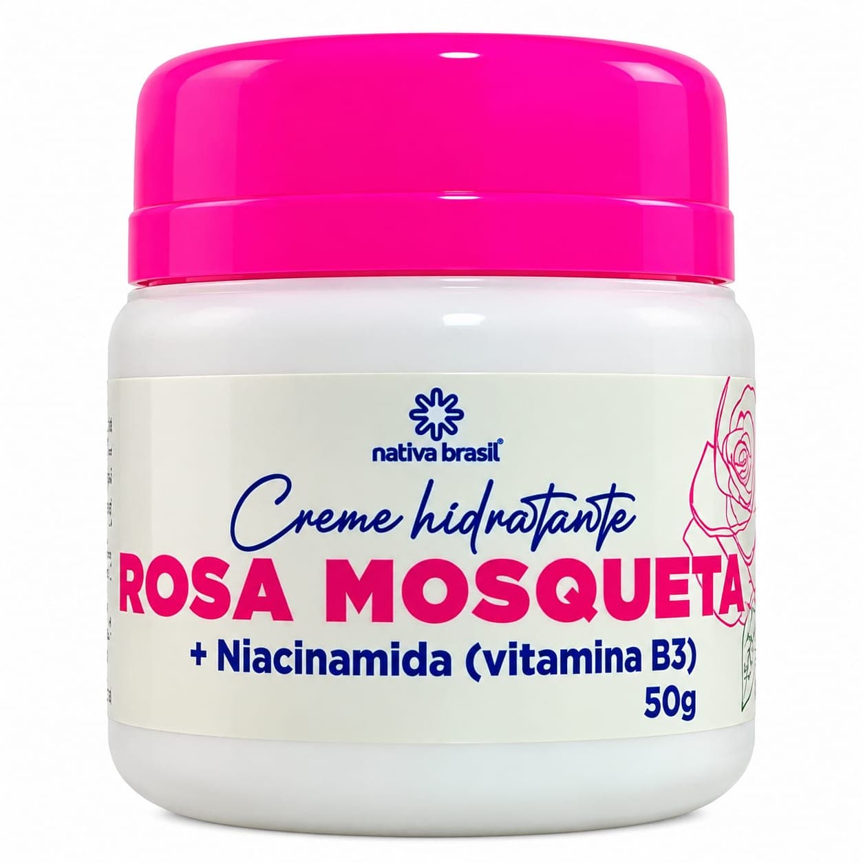 Crema Facial Hidratante Rosa Mosqueta + Niacinamida Nativa Brasil 50g