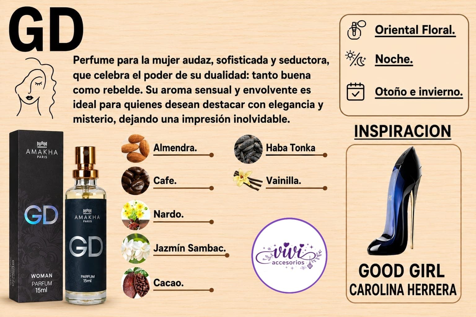 PERFUMES AMAKHA GOOD GIRL CAROLINA HERRERA 15 ML — imagen 1 de 1