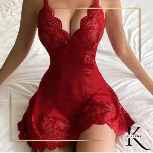 Camisón Lencería de Encaje Rojo - Baby Doll Sensual