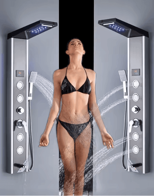 Panel de ducha LED de lujo, grifo de ducha con chorro de masaje para SPA, baño, cascada, sistema de columna de ducha de lluvia, grifo para baño