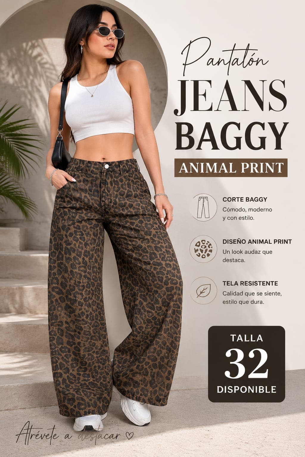 PANTALON BAGGY EN ANIMAL PRINT — imagen 1 de 3