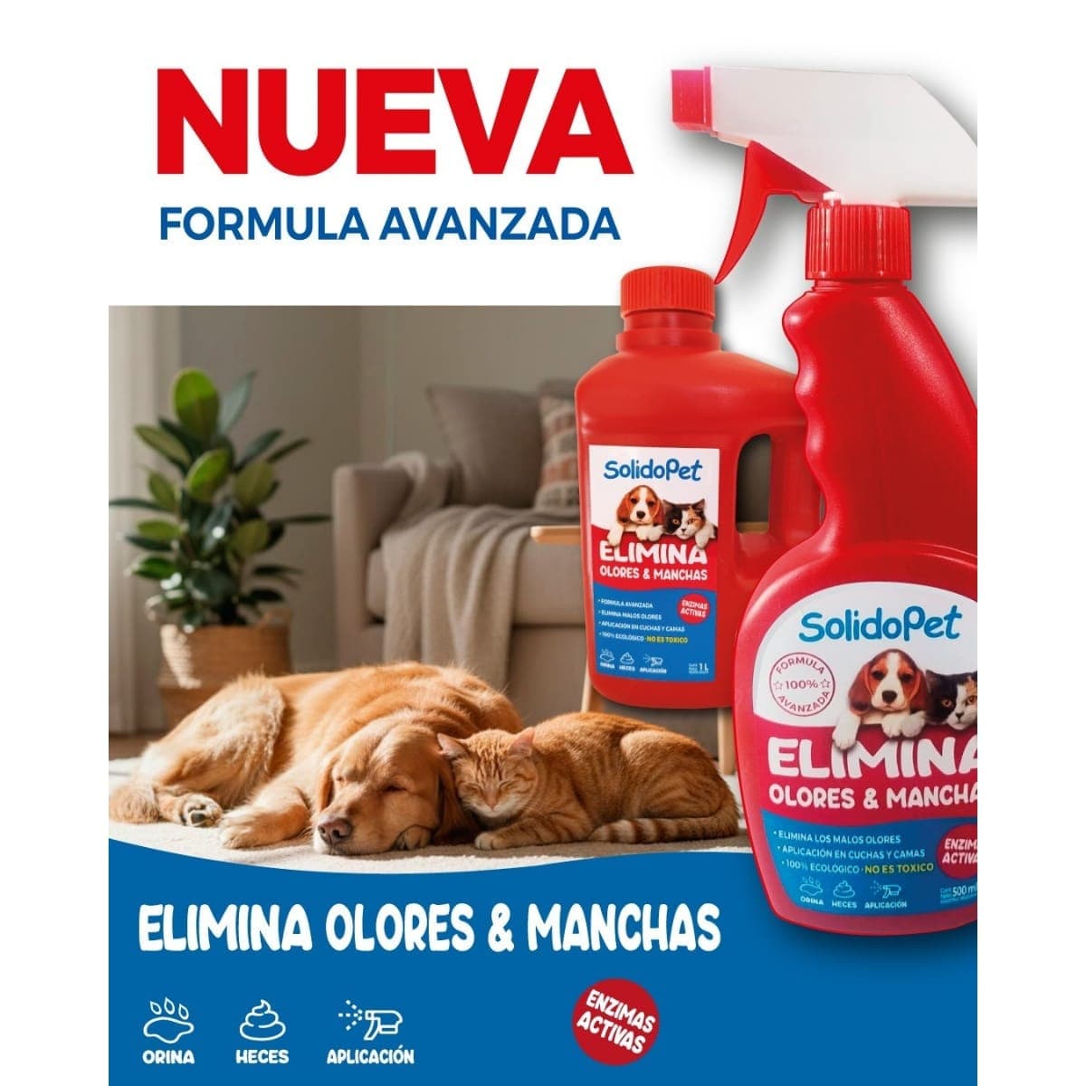 Pack Hogar Eliminador Olores y Manchas para Mascotas 1L+500ml