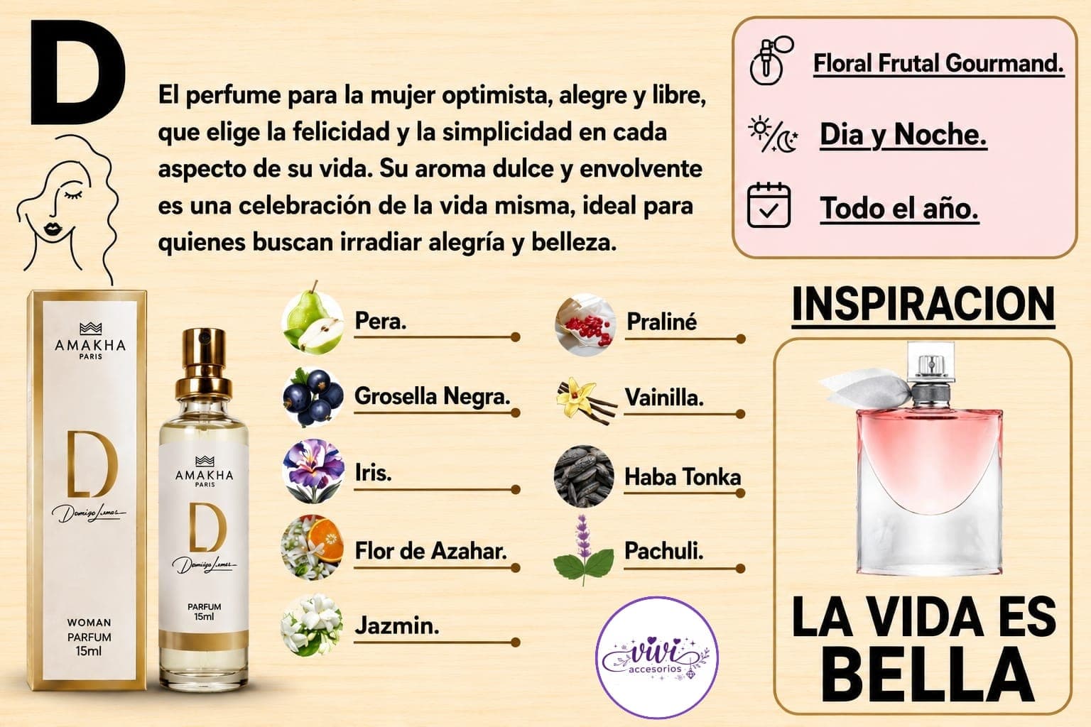 PERFUMES AMAKHA LA VIDA ES BELLA 15 ML — imagen 1 de 1