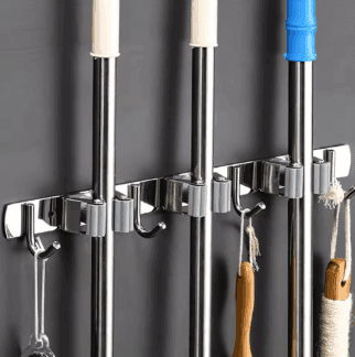 Soporte de gancho para escoba, soporte organizador de fregona de montaje en pared, gancho de almacenamiento de acero inoxidable, accesorios de organización para baño y cocina
