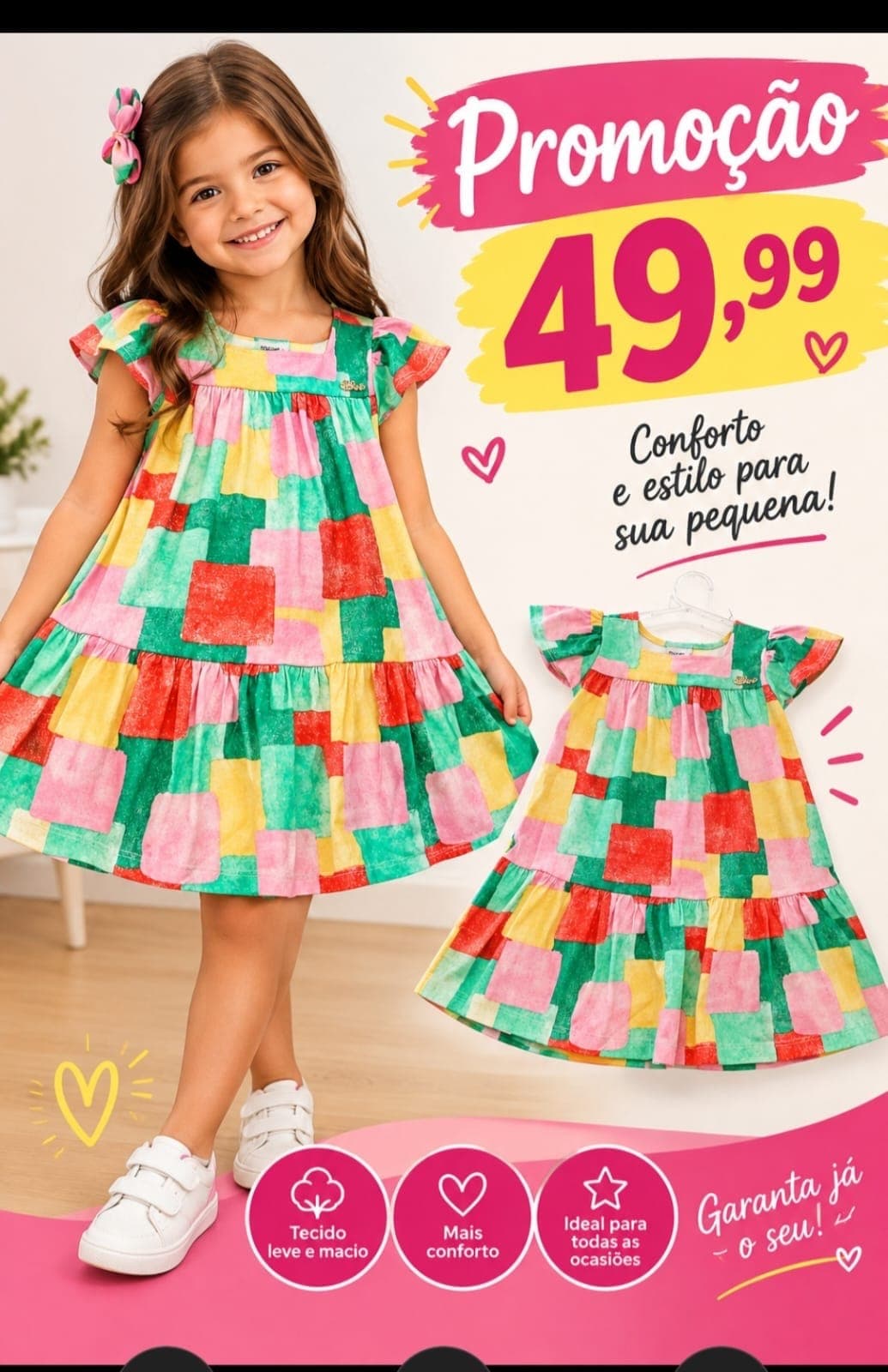 Vestido Infantil Feminino Colorê – Estampado com Babados