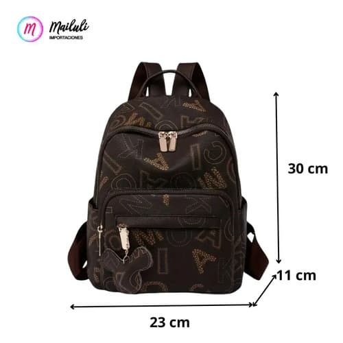 Mochila Con Estampado De Letras A La Moda Varios Colores Marrón Oscuro Estampado