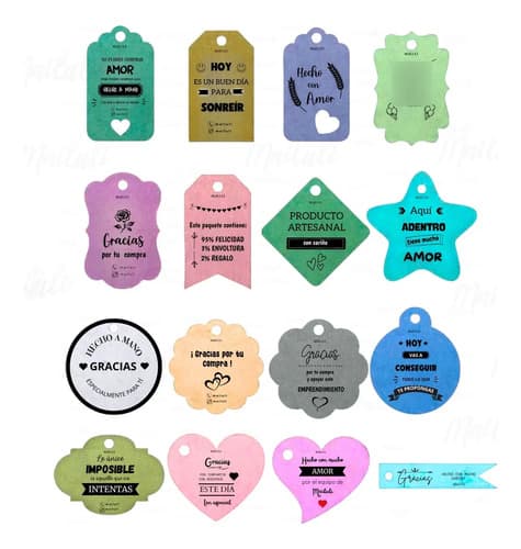 100 Etiquetas Tags Colores Personalizadas Packing Souvenir — imagen 1 de 4