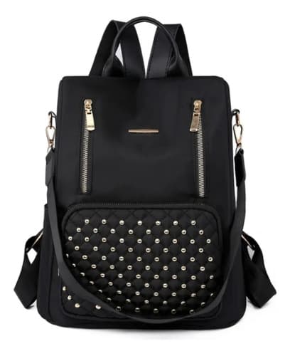 Mochila Para Dama Con Detalle De Perlas Varios Colores Negro Liso