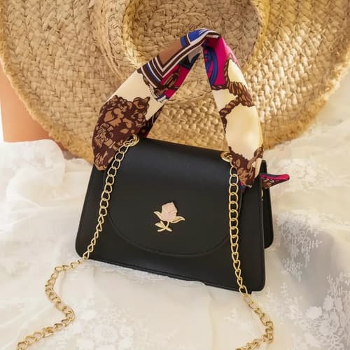 Cartera Mini Bolso Bandolera Con Cadenita Y Seda A La Moda — imagen 1 de 3