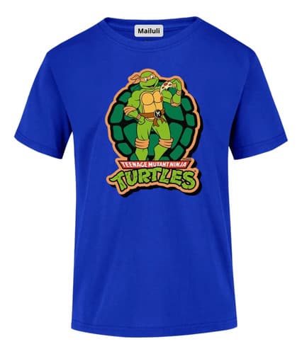 Remera Camiseta Personalizada Niños Tortugas Ninjas 02 Azul Tortugas Ninjas 2 Liso — imagen 1 de 10